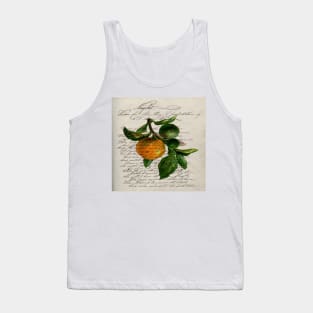 scripts Shabby French botanical print mandarin orange Tank Top